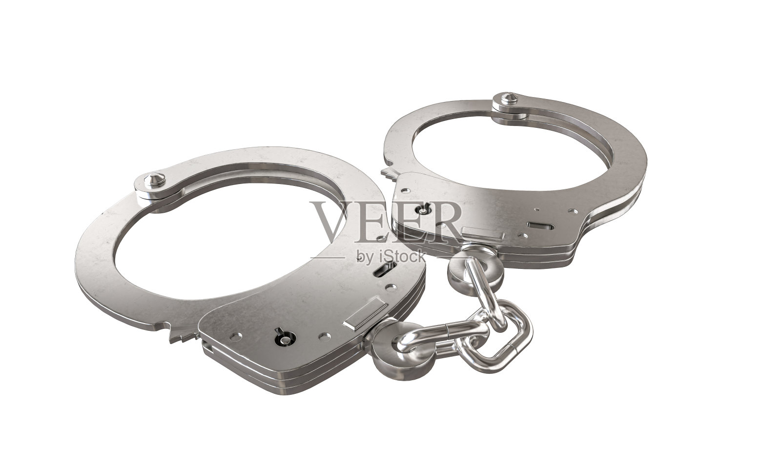银色手铐隔离在白色照片摄影图片