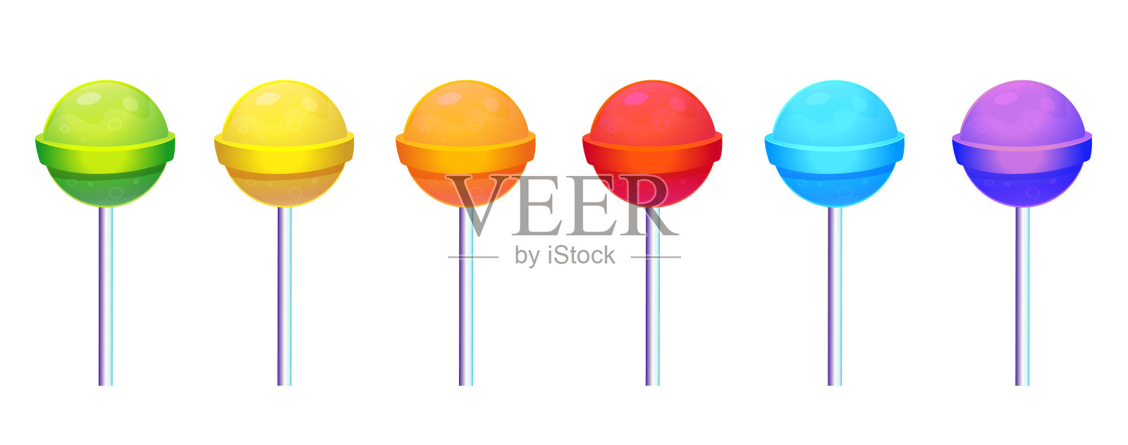 一套多色圆形棒棒糖插画图片素材