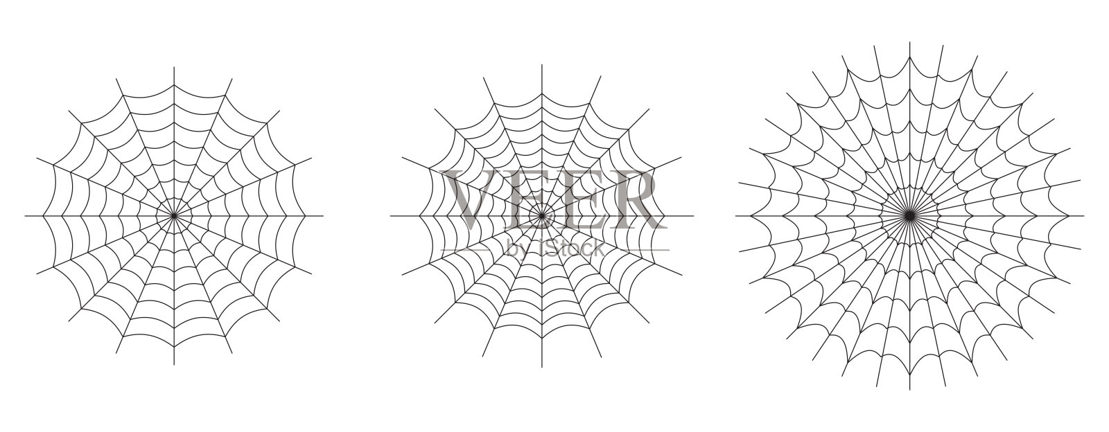 对称的蜘蛛网图标。几何万圣节徽章。最小的幽灵贴纸。插画图片素材
