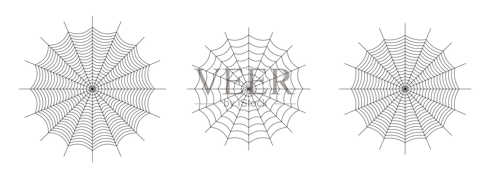 对称的蜘蛛网图标。几何万圣节徽章。最小的幽灵贴纸。插画图片素材