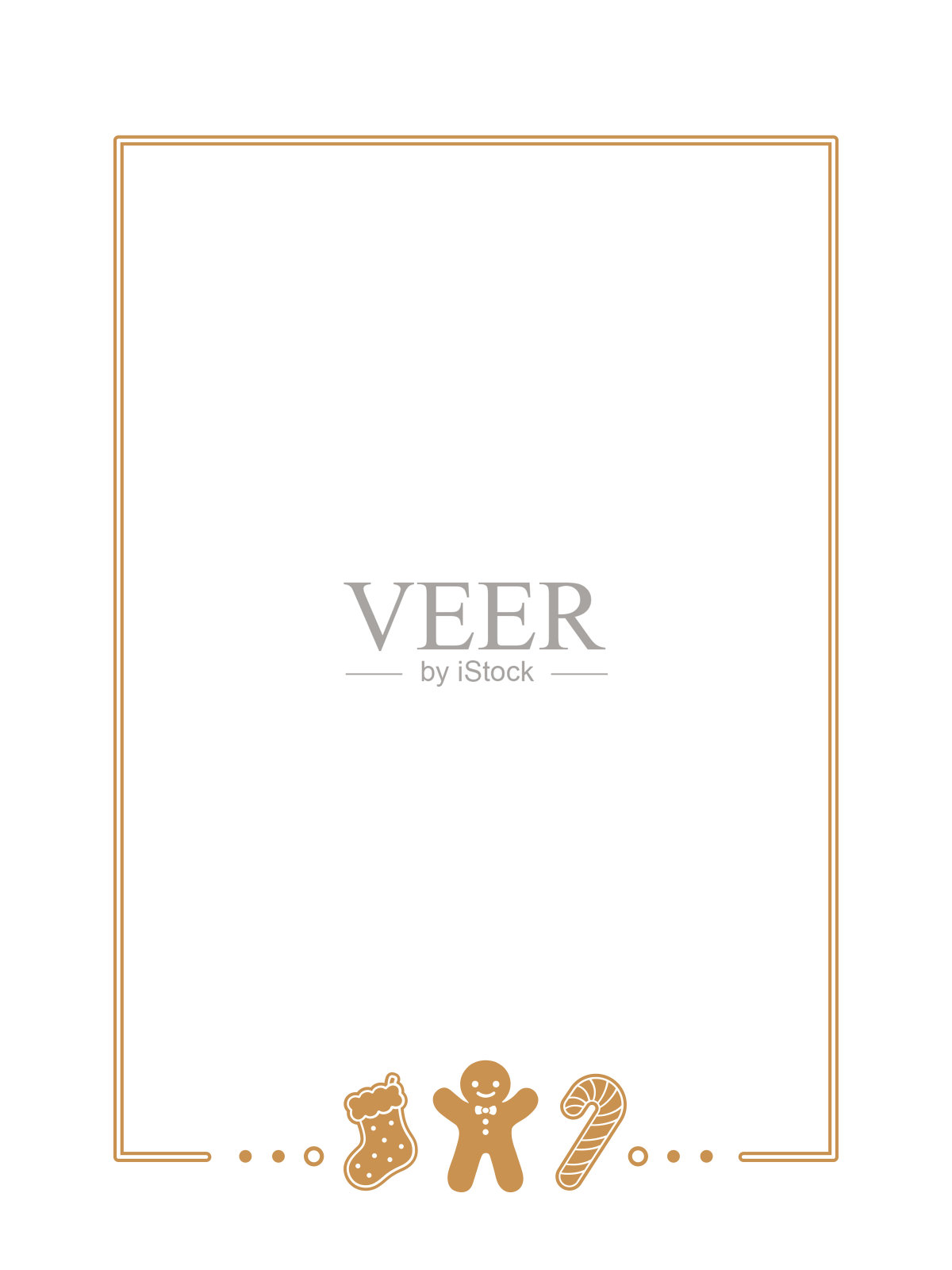 垂直矩形姜饼饼干框架边界，圣诞节冬季假期图形。自制糖果卡片和社交媒体帖子模板，白色背景。矢量插图。插画图片素材