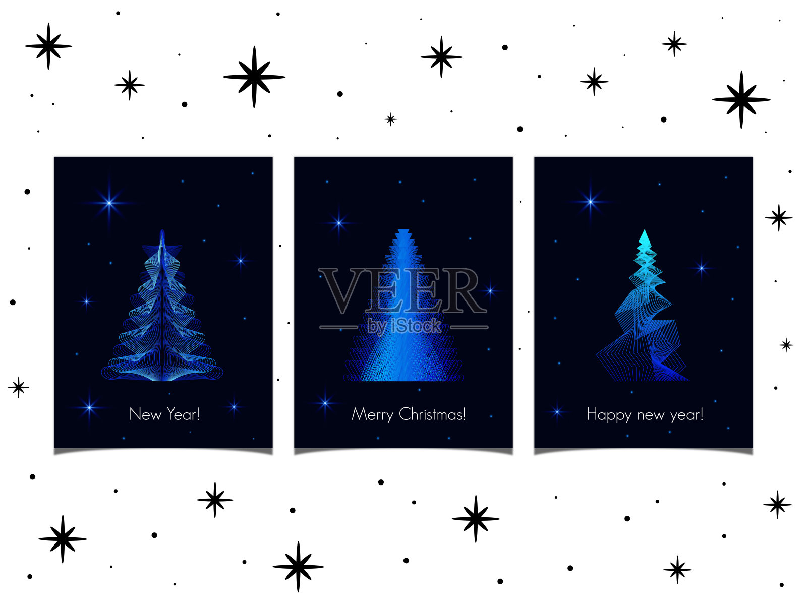 三张美丽的海报，在抽象的背景和圆圈上有花插画图片素材