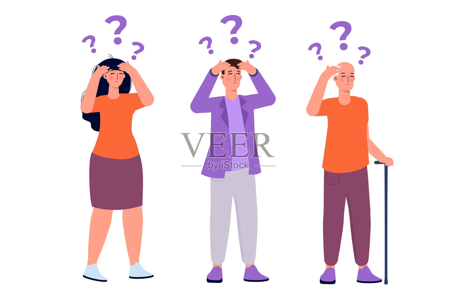 失忆，老年痴呆症患者，患脑病的概念。矢量插图的横幅，网站，登陆页，传单。插画图片素材