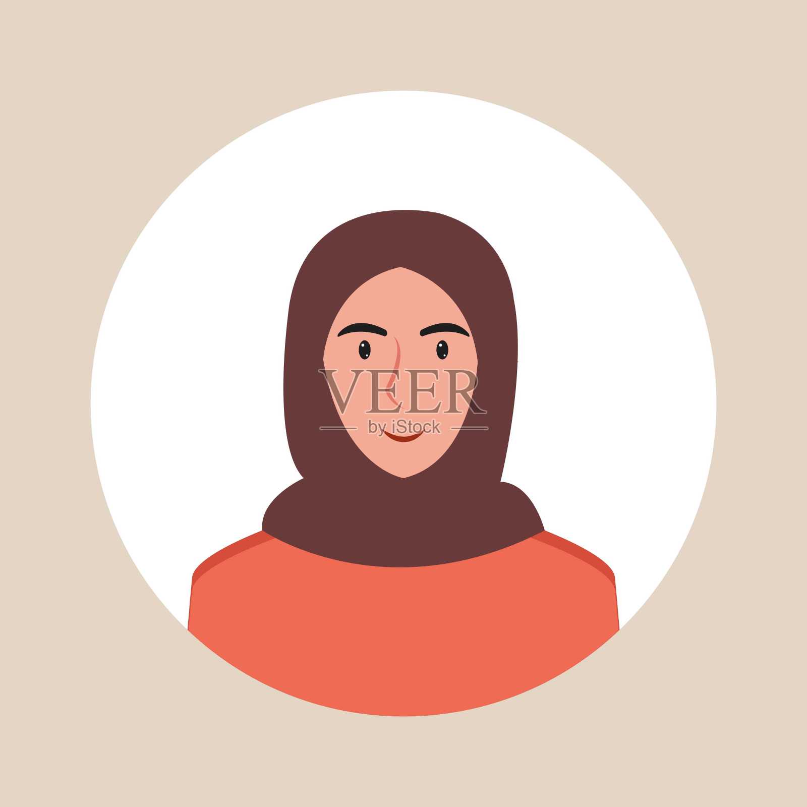 用不同种族和发型的女性肖像圈出头像。用户配置文件的集合。圆形图标与快乐微笑的人。彩色平面矢量插图。插画图片素材