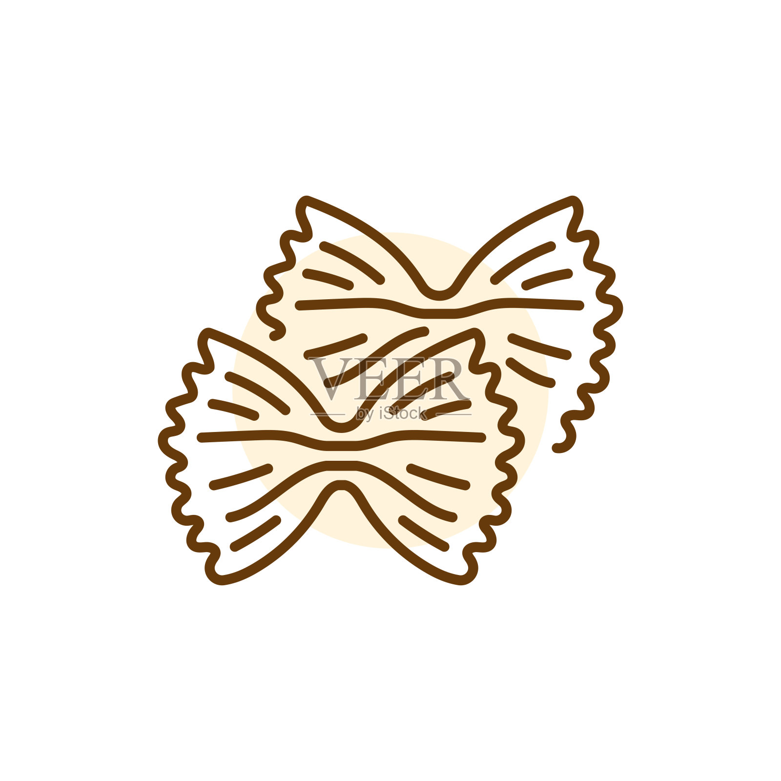 farfall意面颜色线图标。意大利菜。插画图片素材