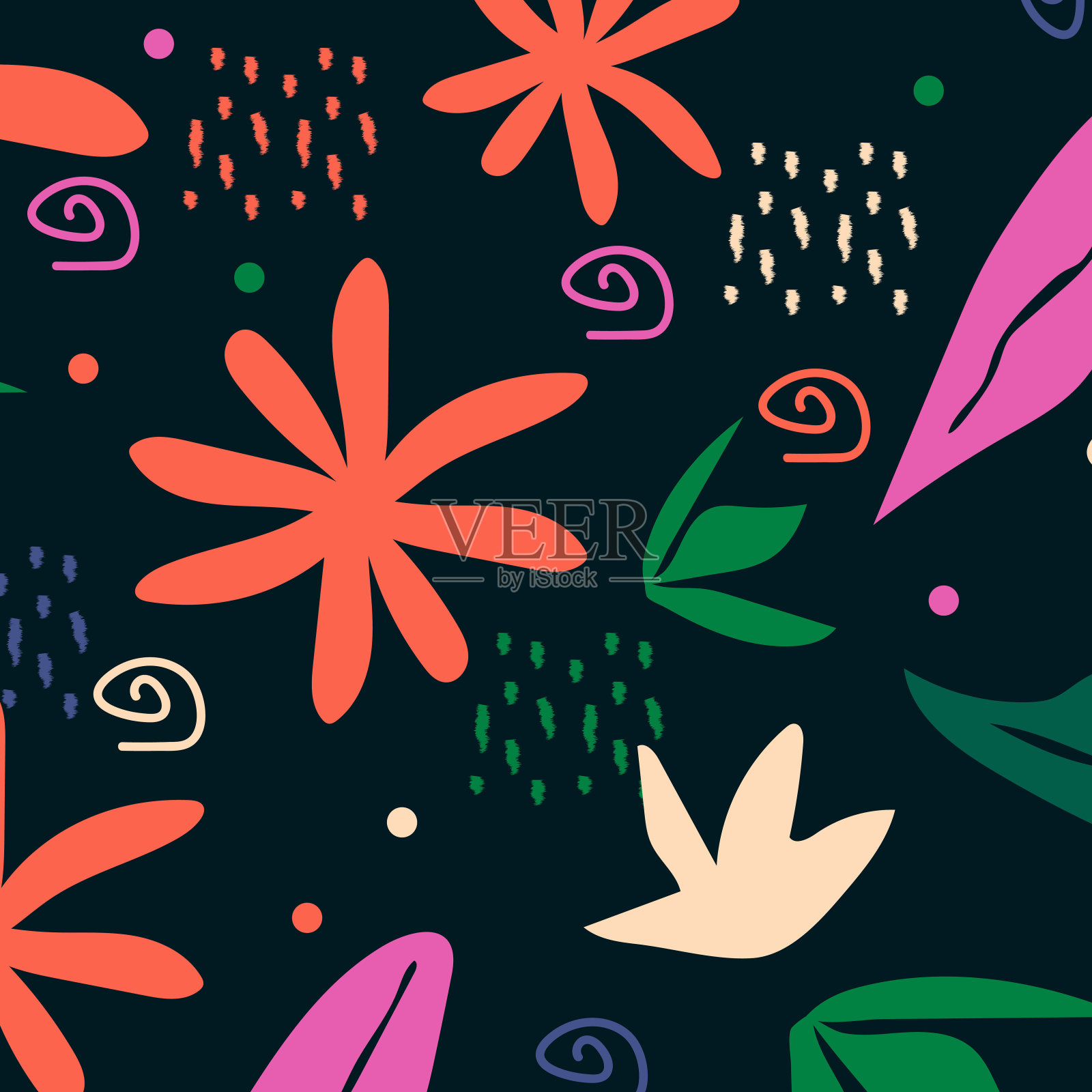 夏季花卉图案热带背景艺术花织物壁纸插画图片素材