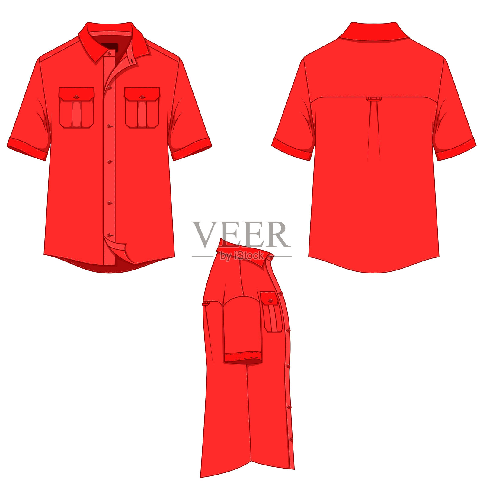 男士短袖衬衫模型插画图片素材
