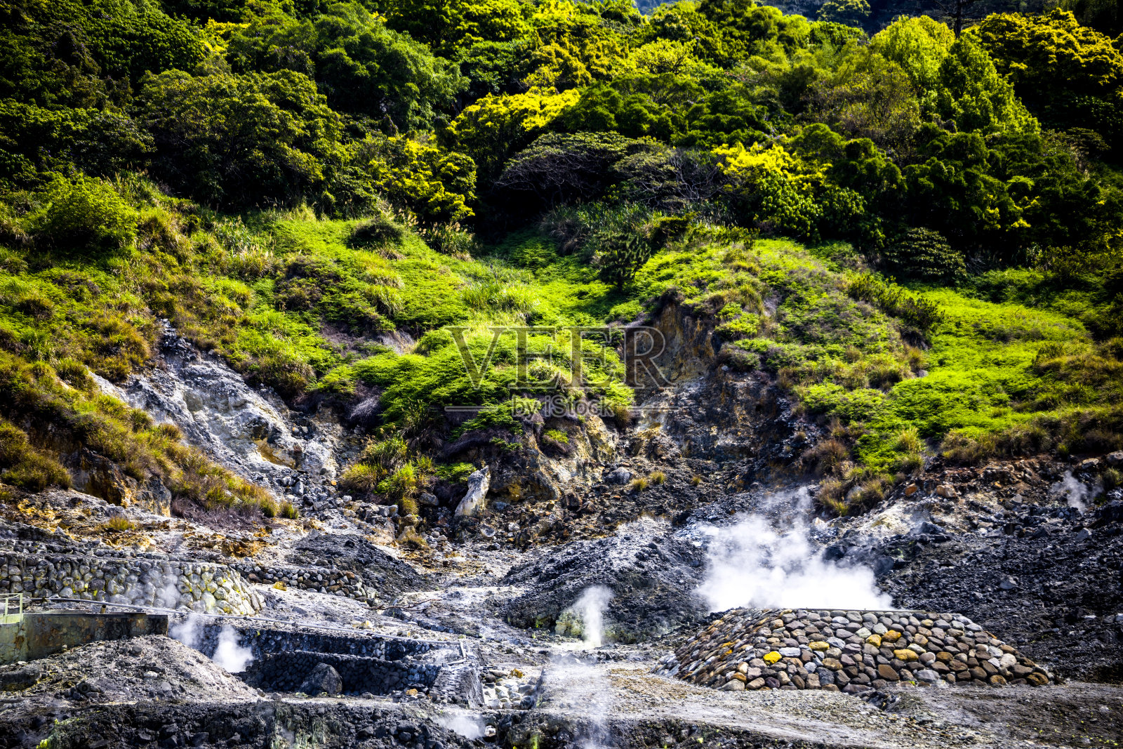 美丽的硫磺谷的神秘之美照片摄影图片