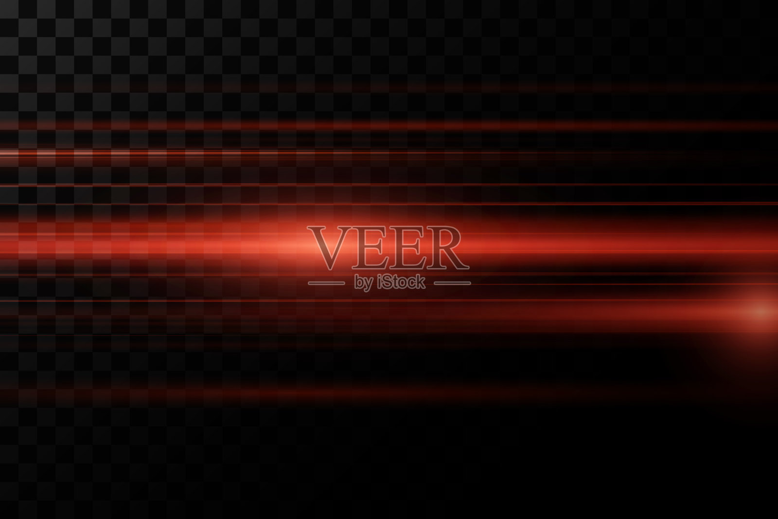 速度和光线的红线。水平耀斑，发光效果。插画图片素材