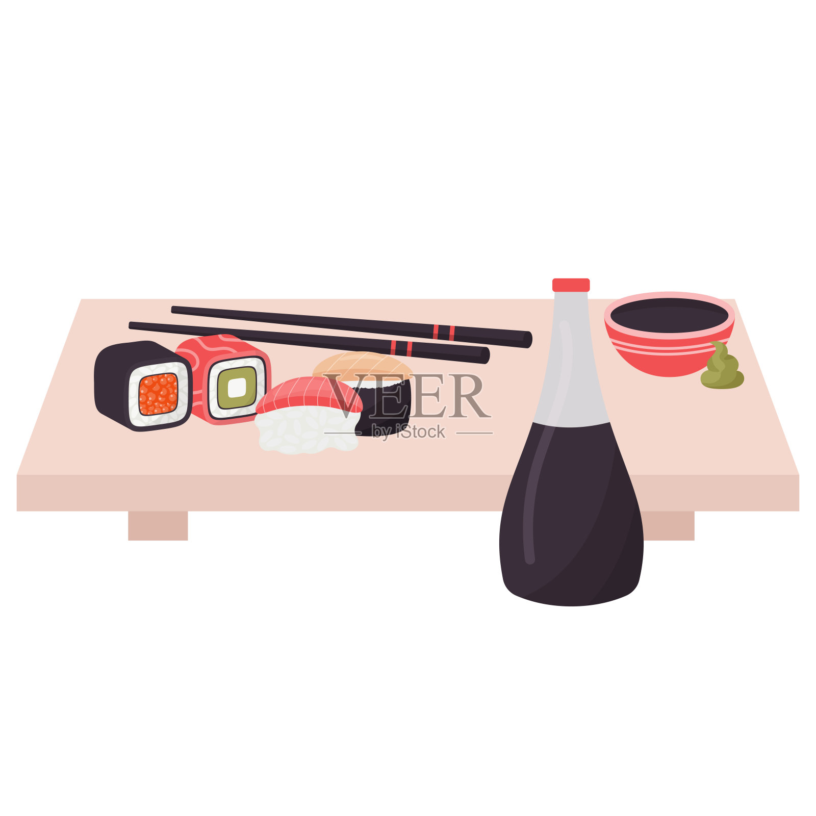 寿司套装及筷子插画图片素材