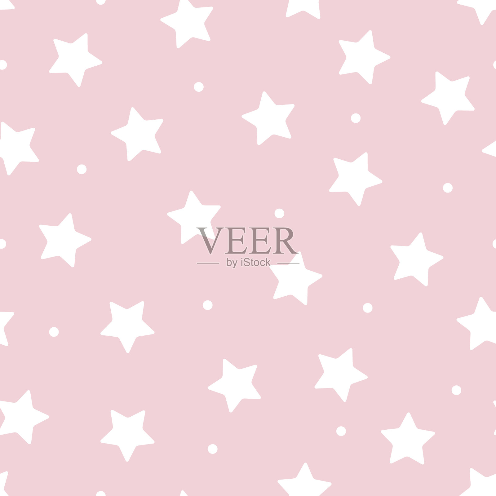 星星和圆点的无缝图案。可爱的，婴儿设计的新女孩。托儿所装饰的图案，给婴儿插画图片素材