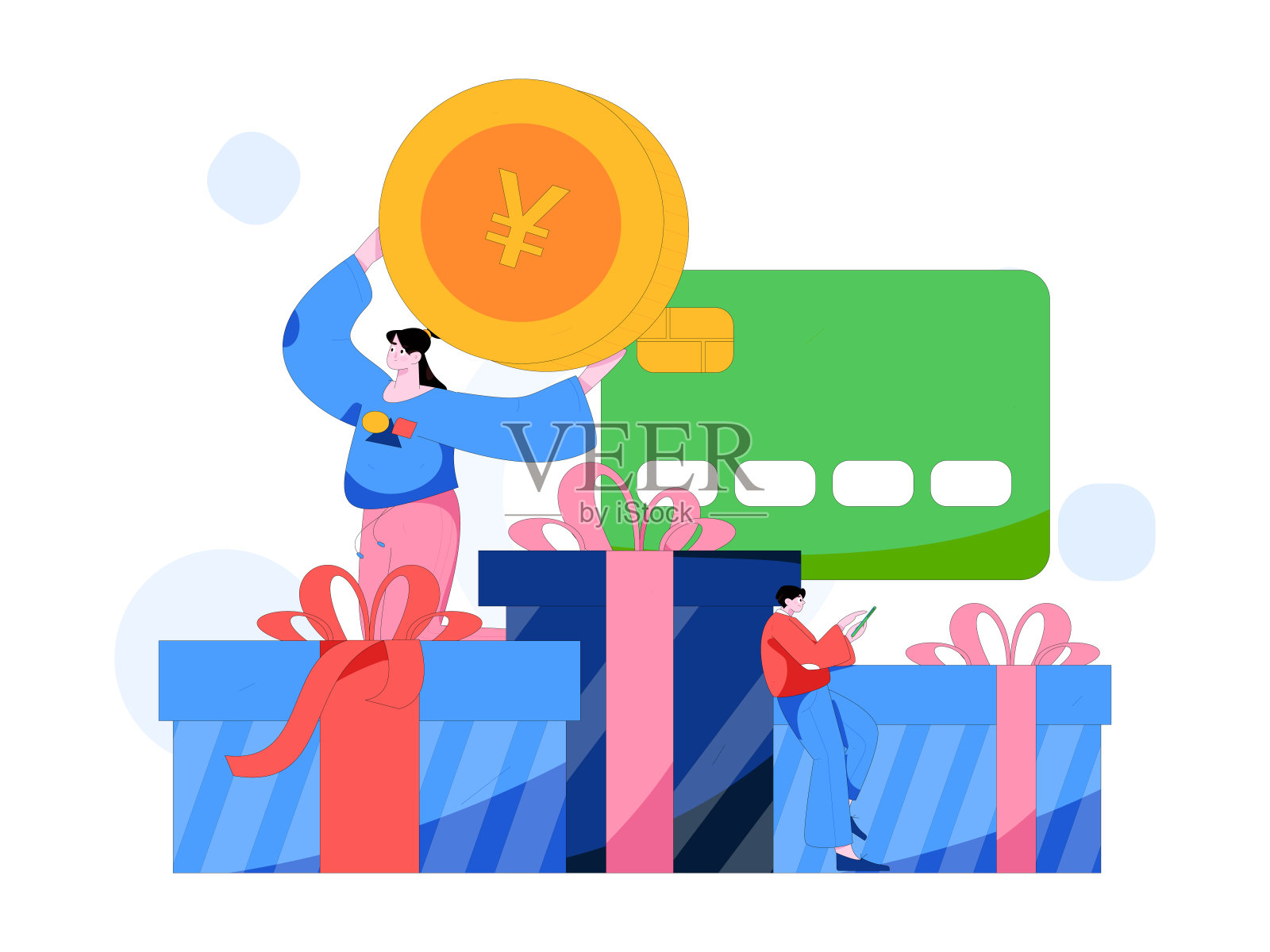 假日购物的人做电子商务网上购物平面矢量概念操作手绘插图插画图片素材