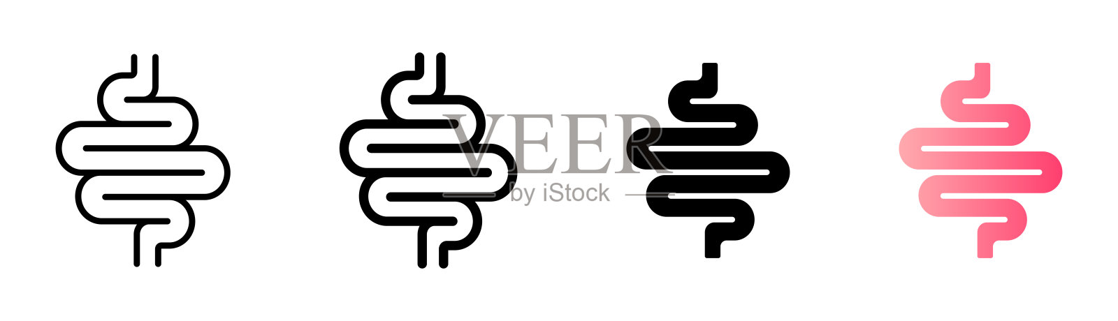 肠图标。肠的象征。人体解剖，内脏或肠道矢量插图。消化的迹象。腹部胃腹图标。插画图片素材