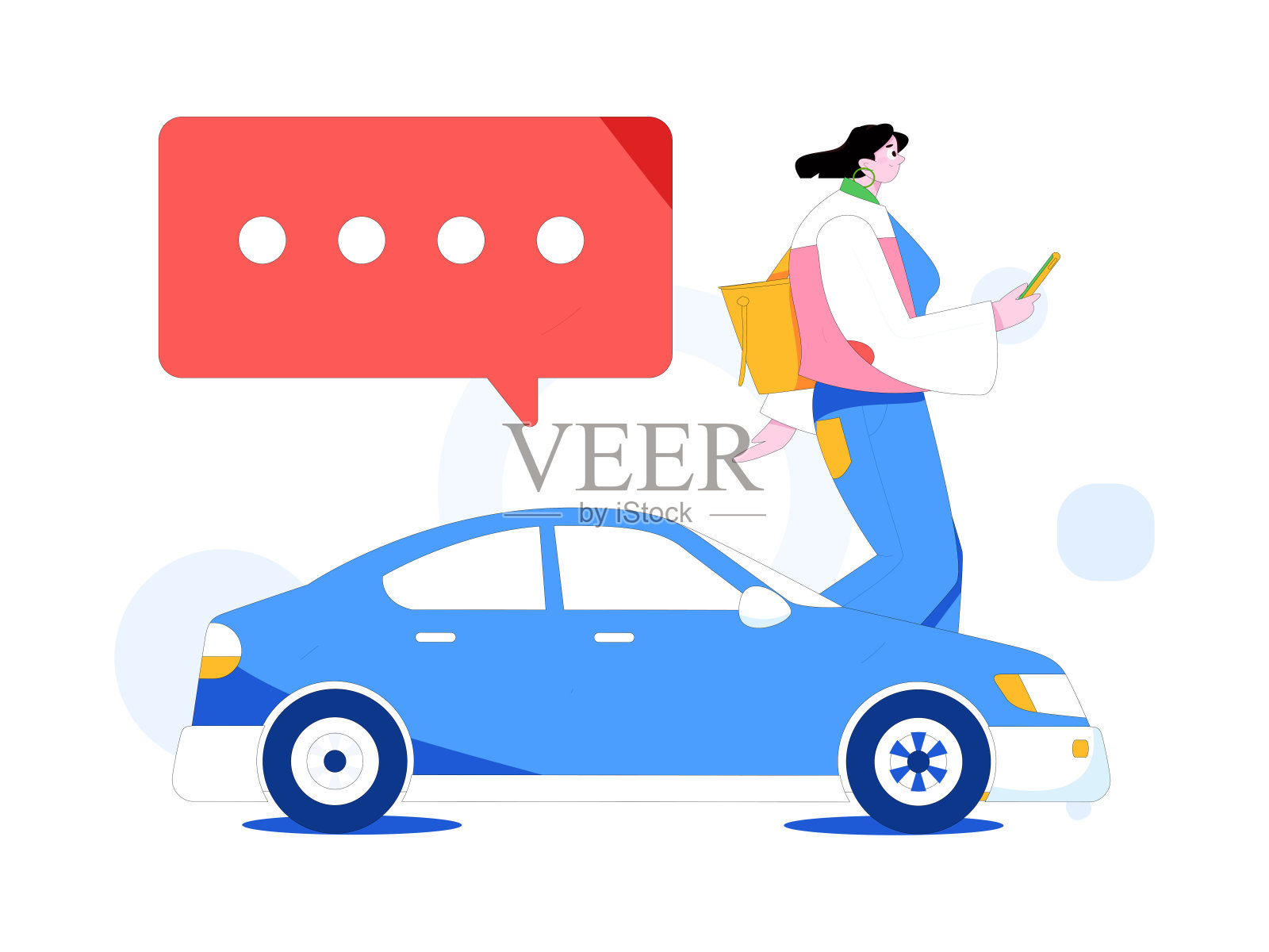 平面矢量概念操作手绘的人乘出租车的插图插画图片素材