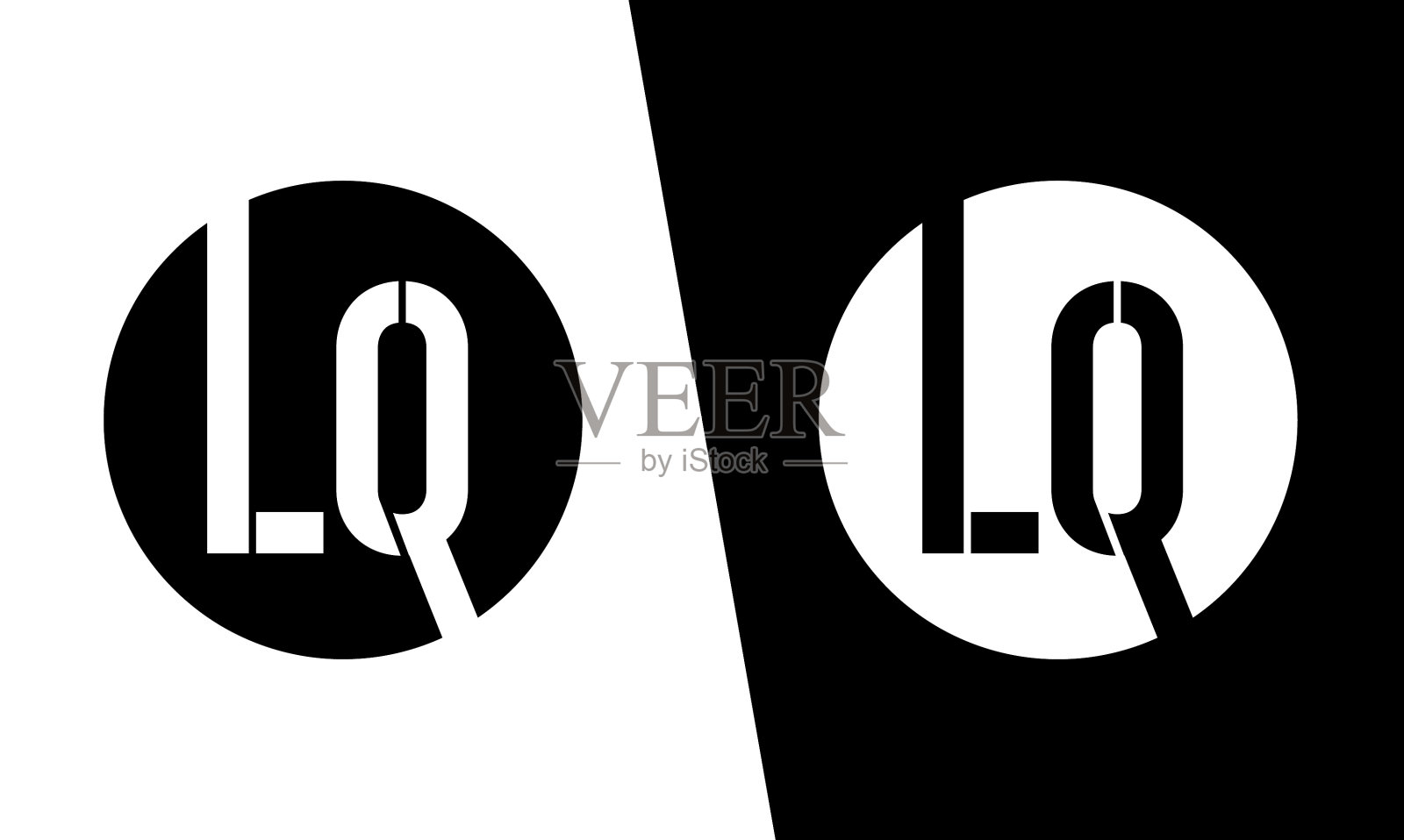 LQ, QL字母标志模板与圆形形状插画图片素材