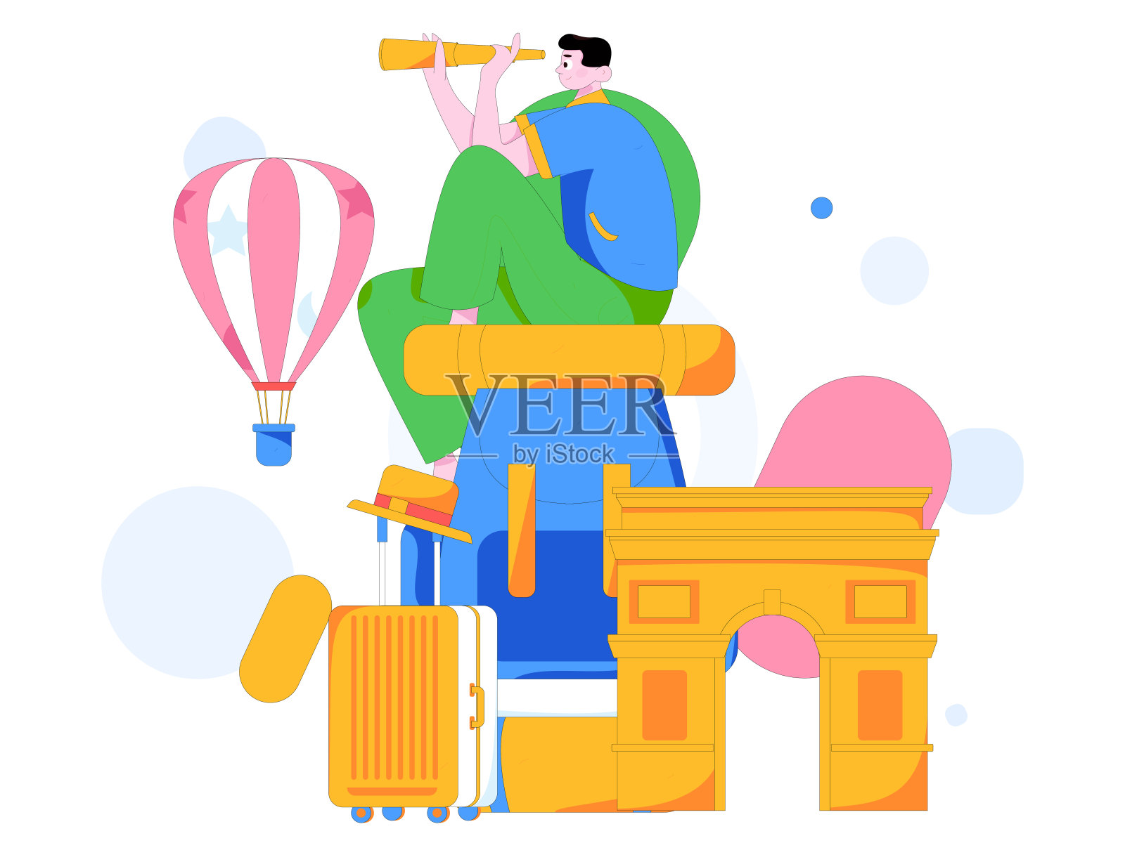 假期旅游旅游人物互联网背景矢量手绘插画插画图片素材