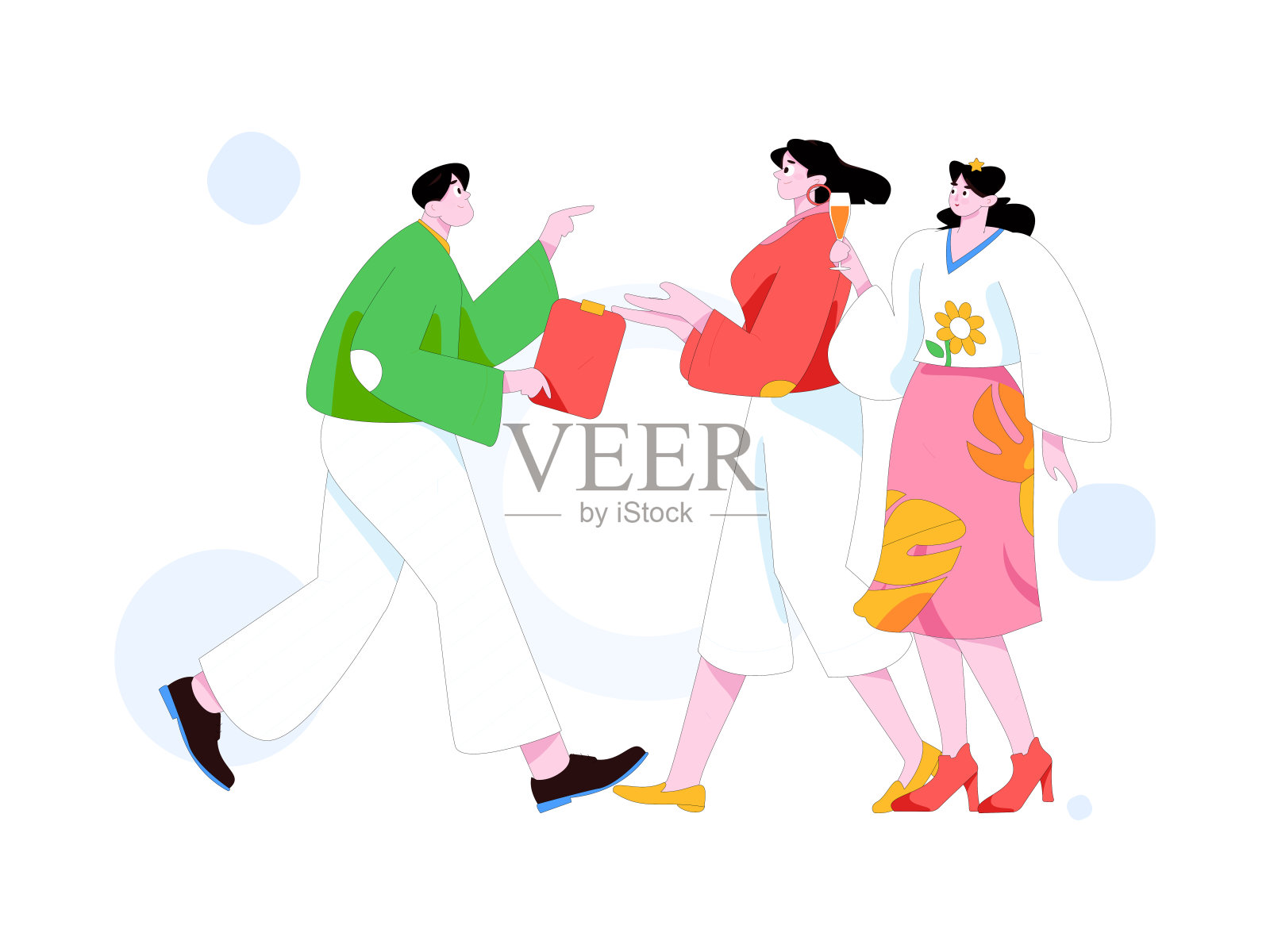 平面矢量插图的业务人员操作的工作场景插画图片素材