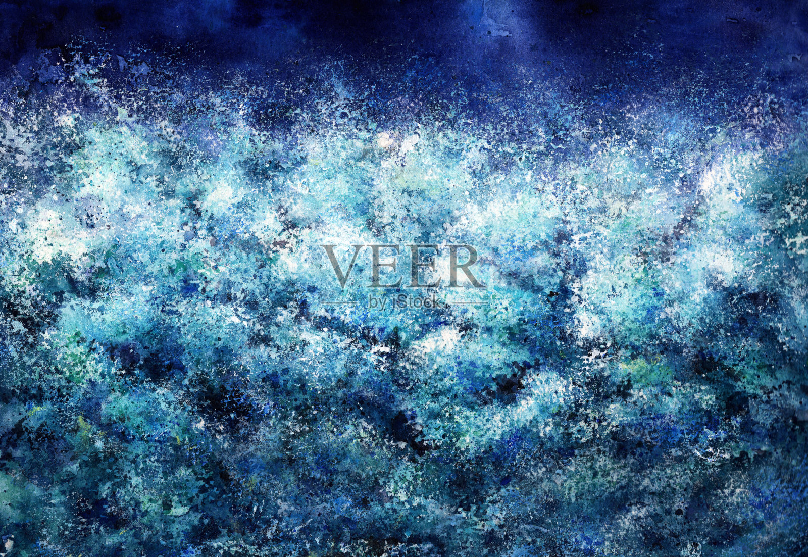 梦幻森林的夜晚，水彩画插画图片素材