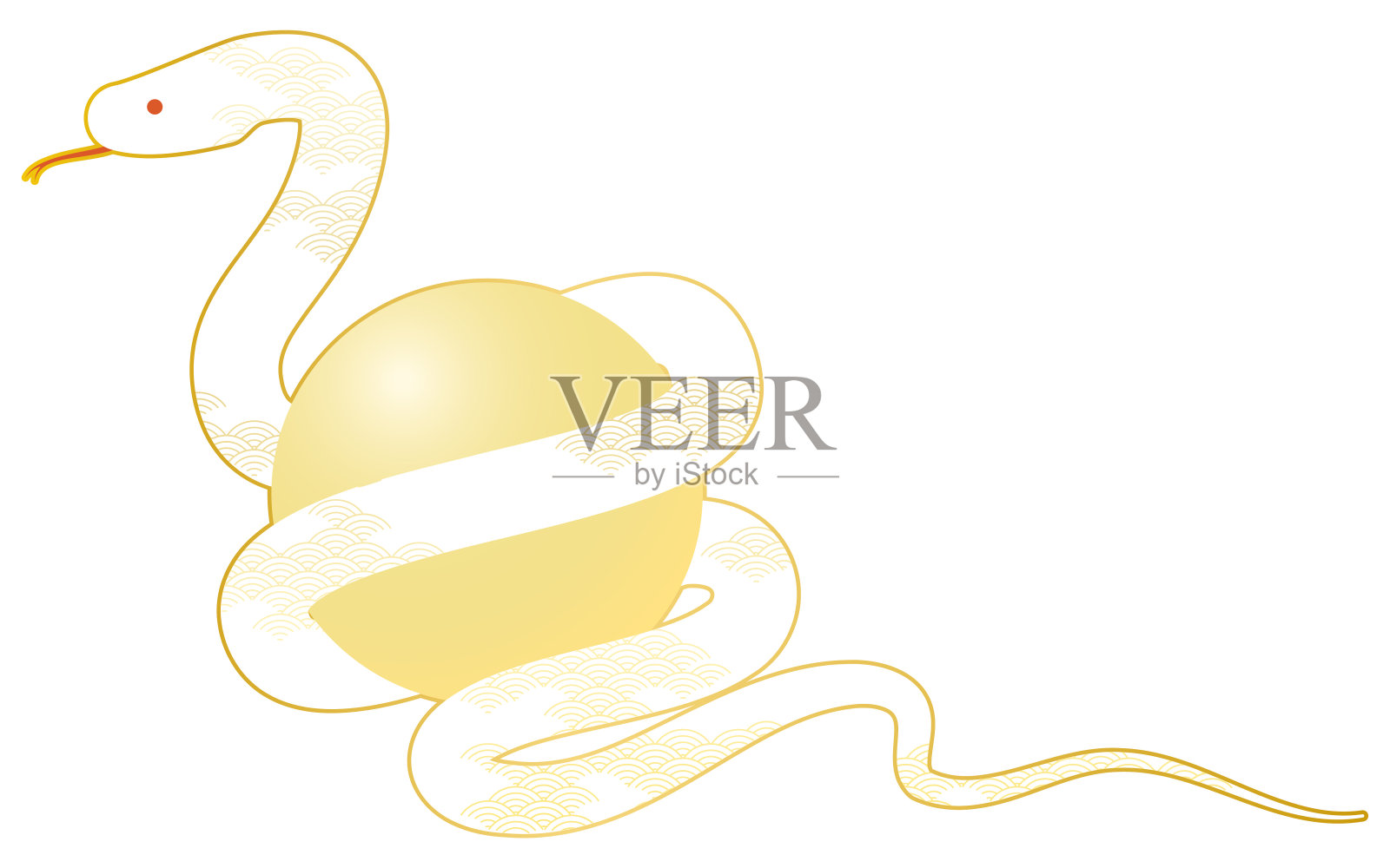 新年贺卡材质为2025年蛇年，蛇手持珠宝插画图片素材