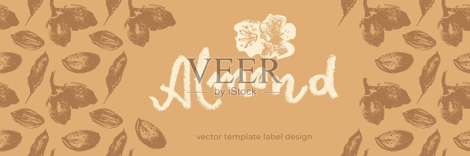 杏仁横幅背景。杏仁无缝图案。插画图片素材