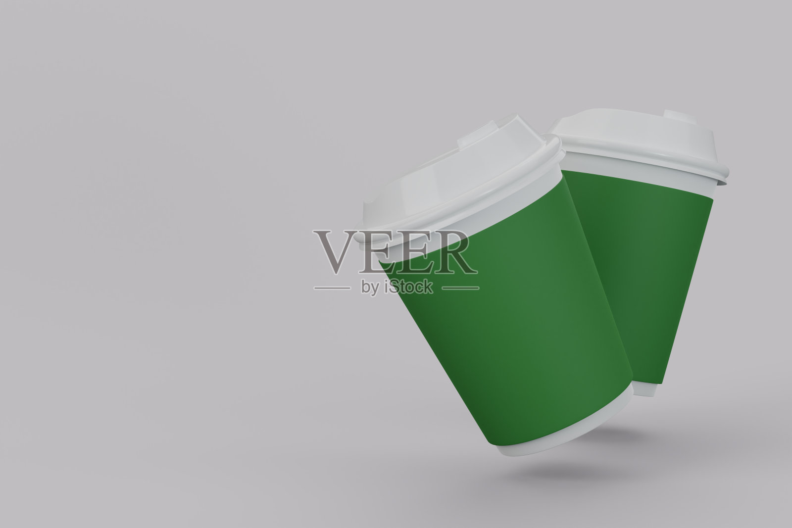 纸质咖啡杯与白色背景上的白色盖子模型3d渲染照片摄影图片