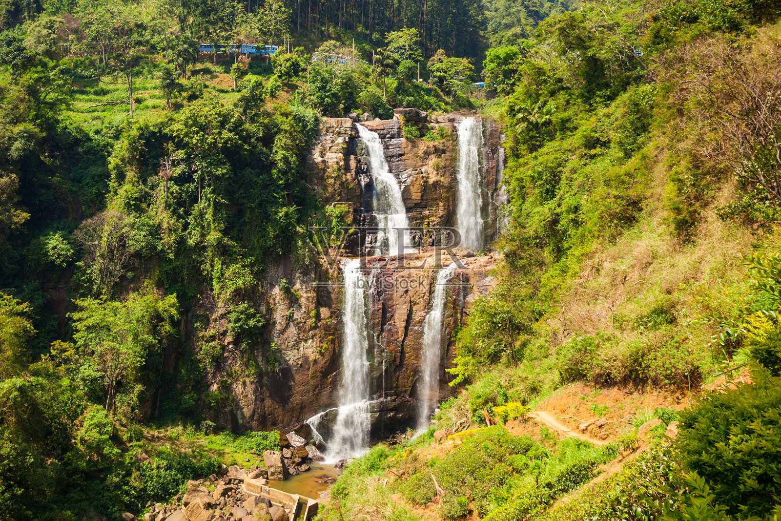 兰博达瀑布，斯里兰卡。照片摄影图片