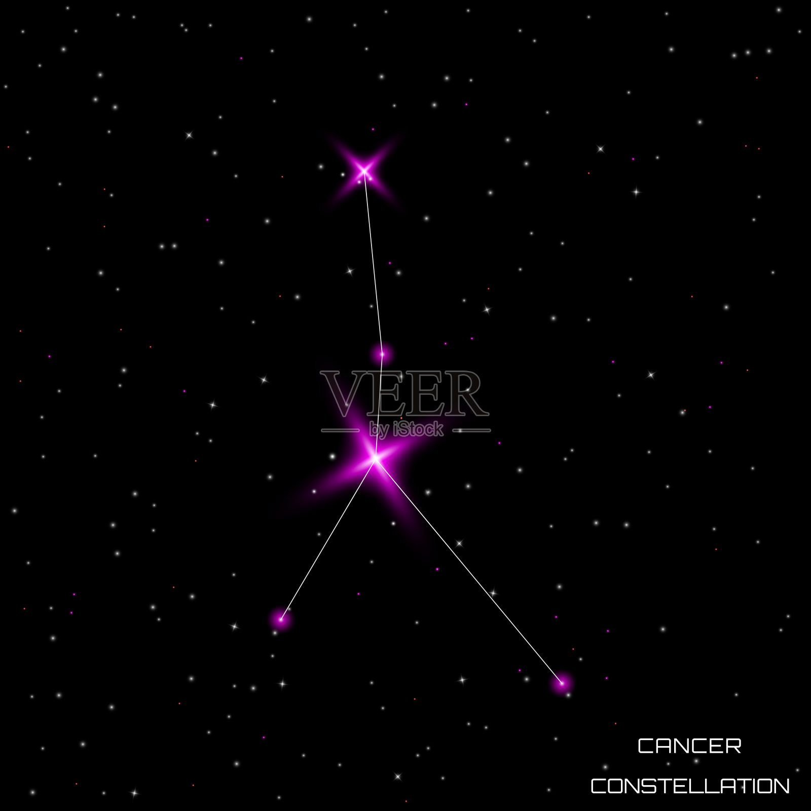 星座。黑色星空中的巨蟹座。矢量插图。插画图片素材