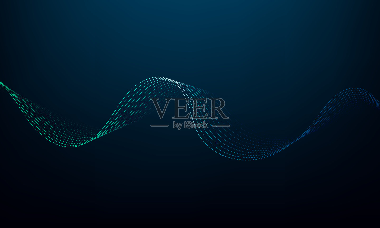 深蓝色技术背景与3d粒子波模式插画图片素材