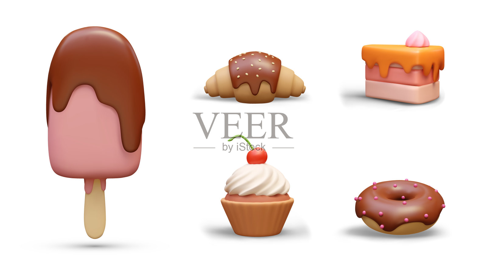 现实的冷热甜点。彩色创意孤立插图插画图片素材