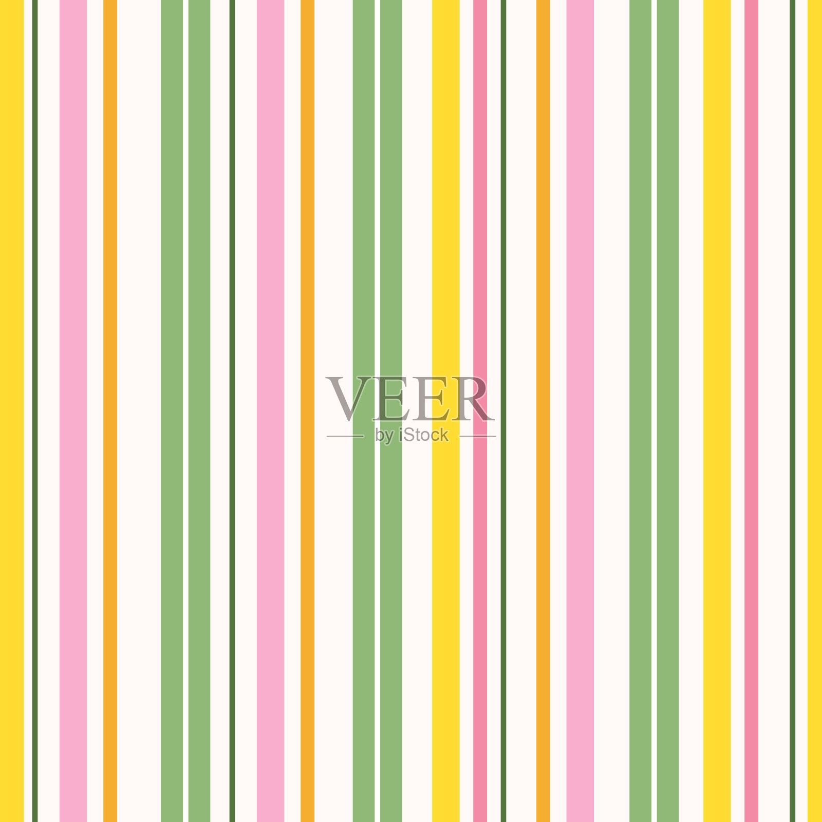白色背景上的粉色，黄色，绿色和白色条纹的无缝图案，用于厨房纺织品，包装纸，横幅，壁纸，封面，卡片，织物插画图片素材