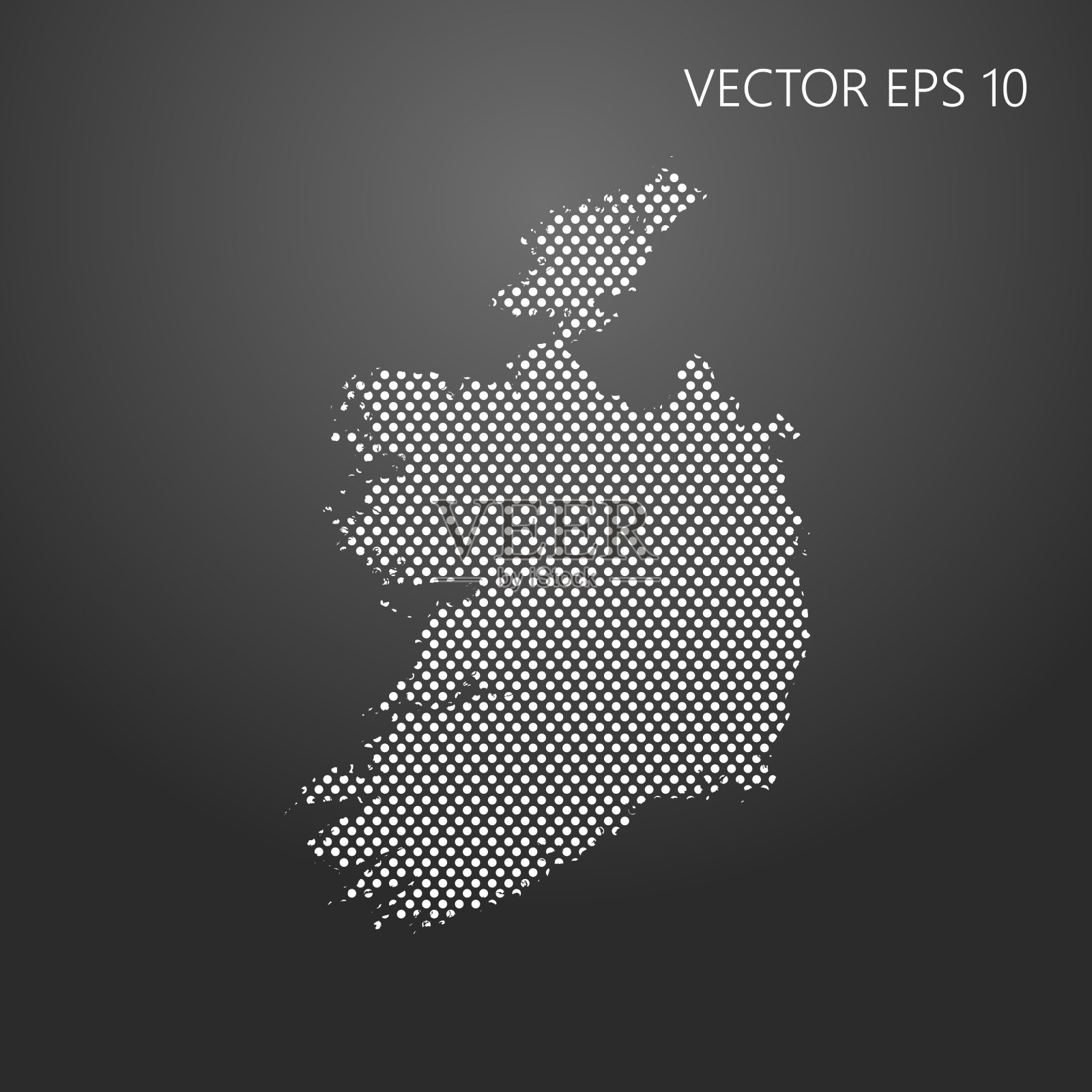 灰色背景上的爱尔兰虚线地图插画图片素材