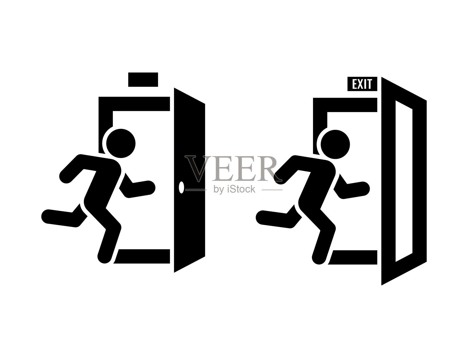 紧急出口图标集矢量设计。插画图片素材