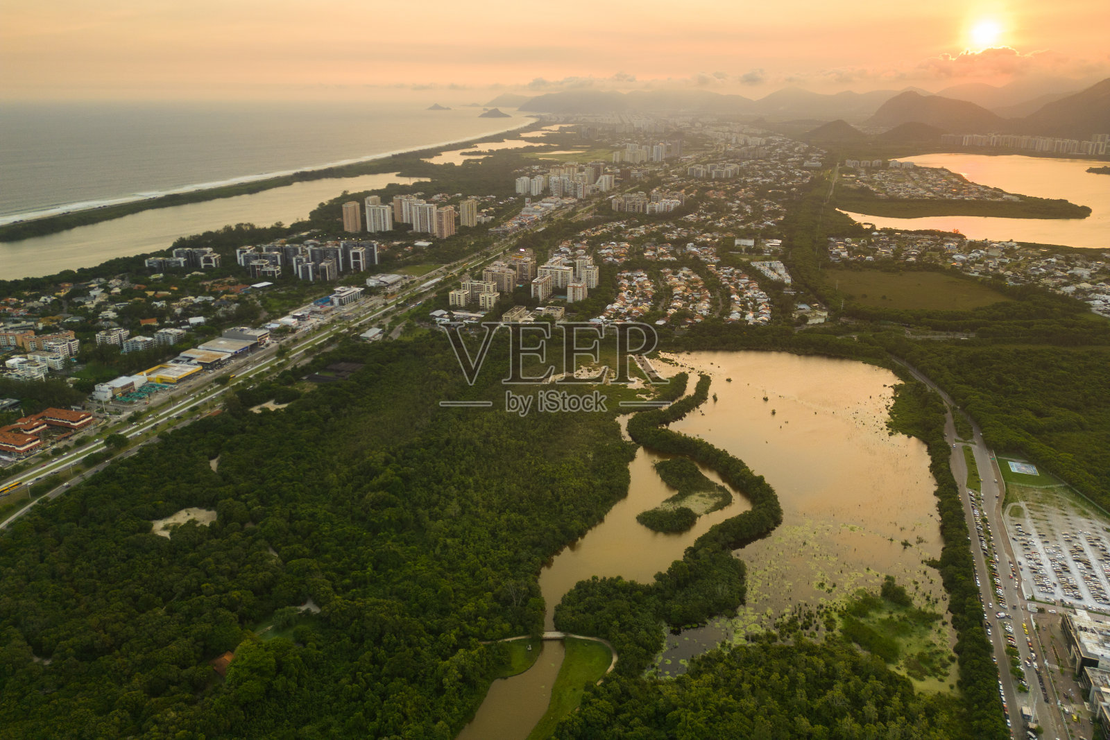 Barra da Tijuca鸟瞰图照片摄影图片