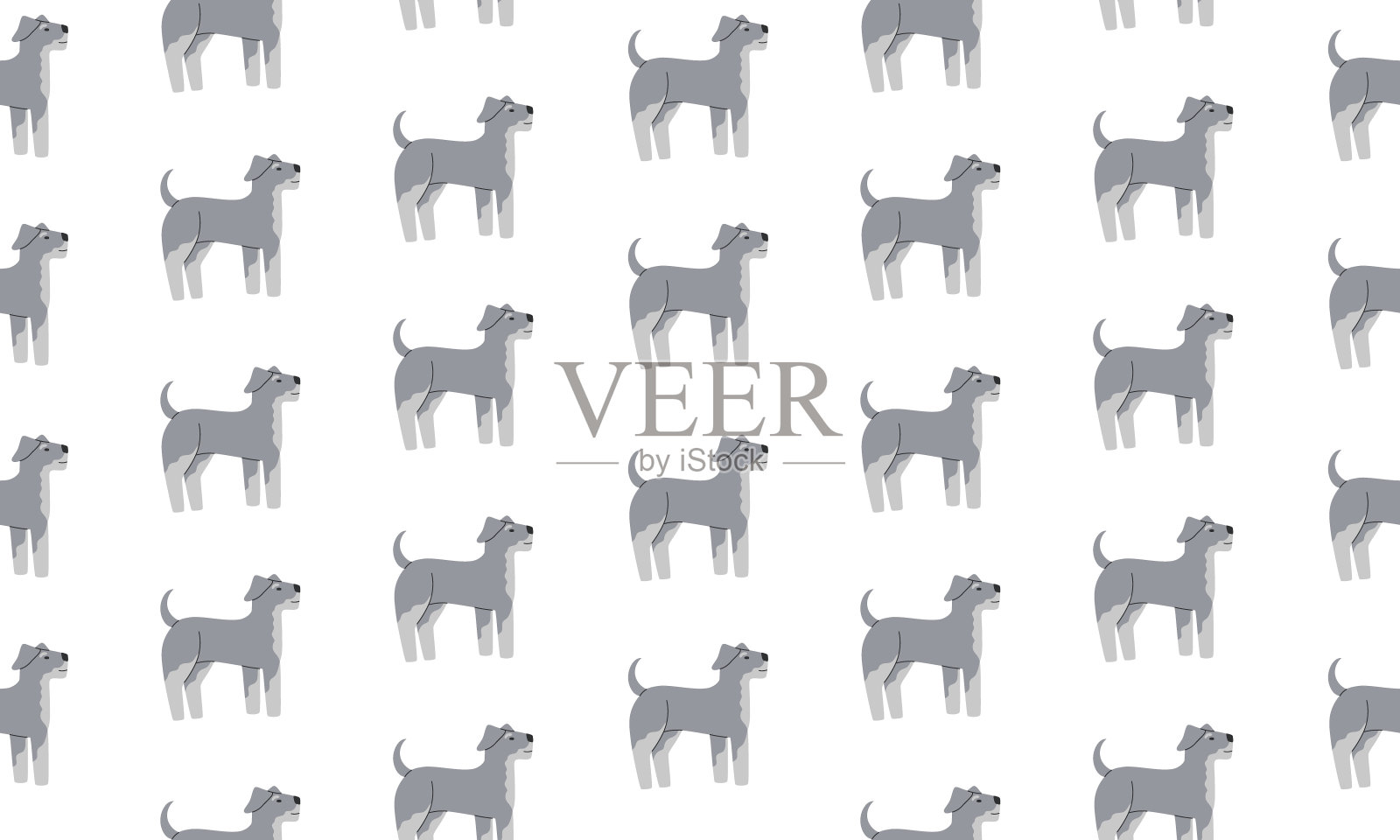 无缝图案与可爱的空气梗。不同品种的狗。侧视图。平面矢量插图隔离在白色背景插画图片素材