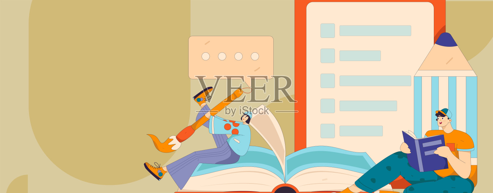 教育和学习的人平面矢量概念手绘插图插画图片素材