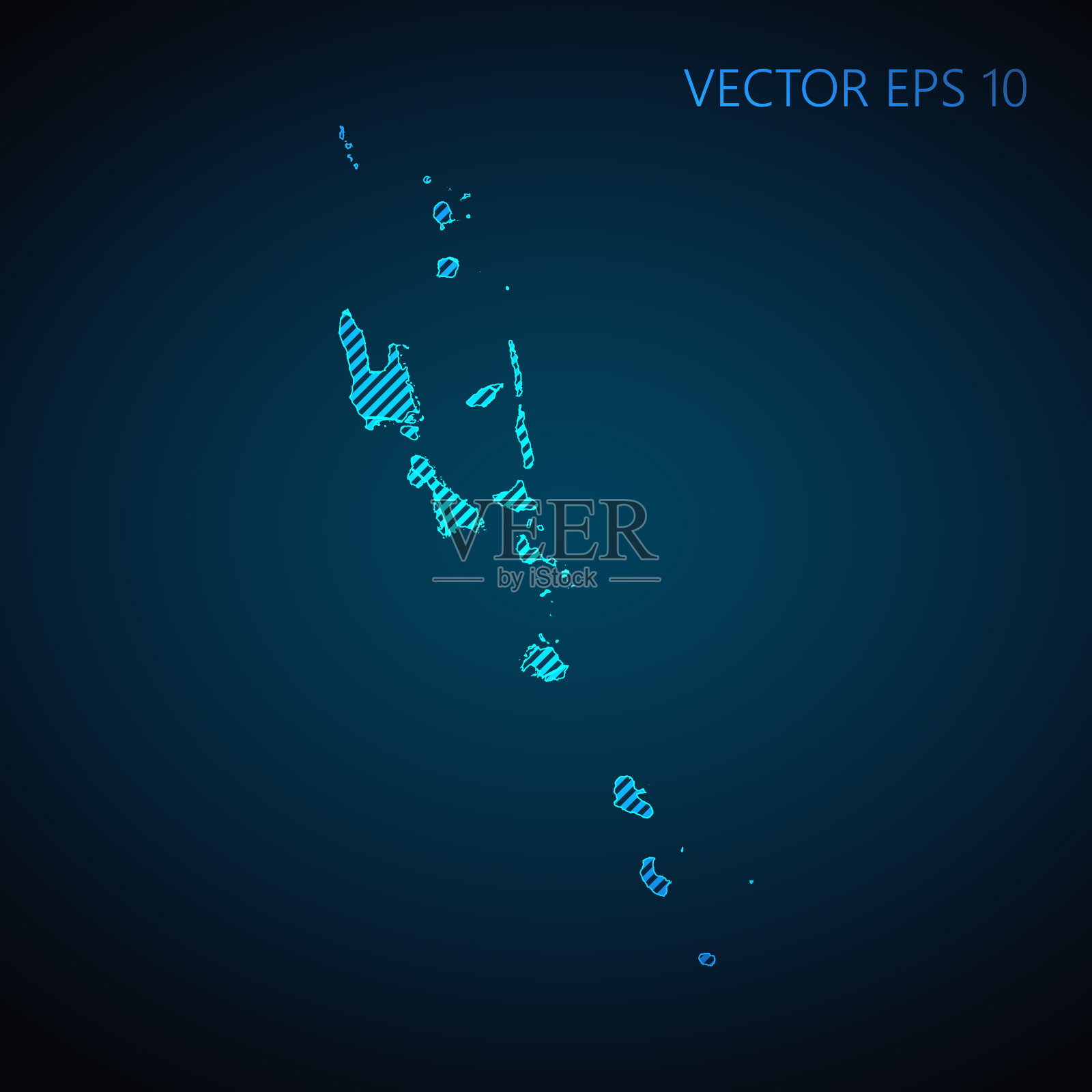 瓦努阿图条纹地图模板由蓝色对角线在黑暗背景插画图片素材