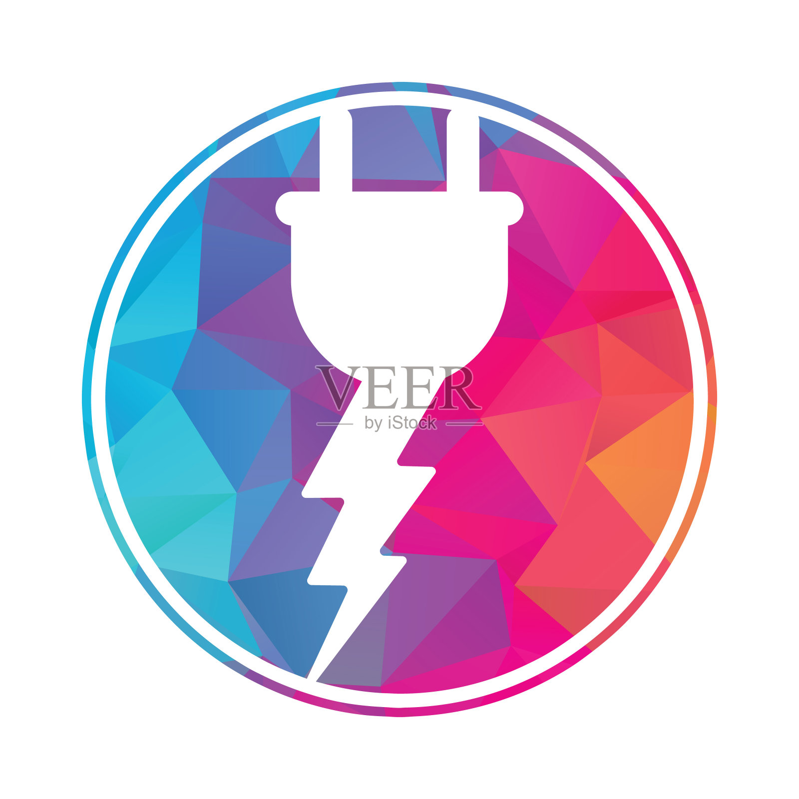 插头雷矢量标志设计插图。插画图片素材