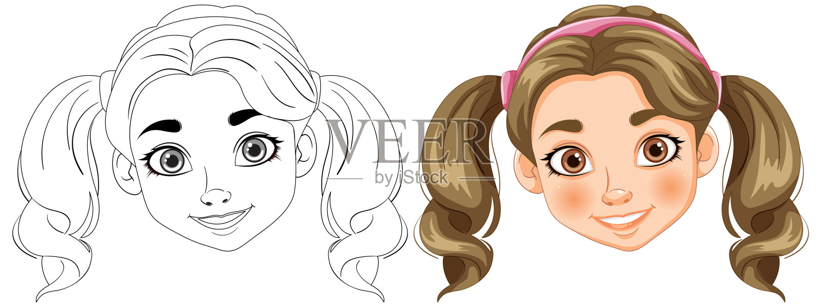 将线条转换为彩色人物插画图片素材