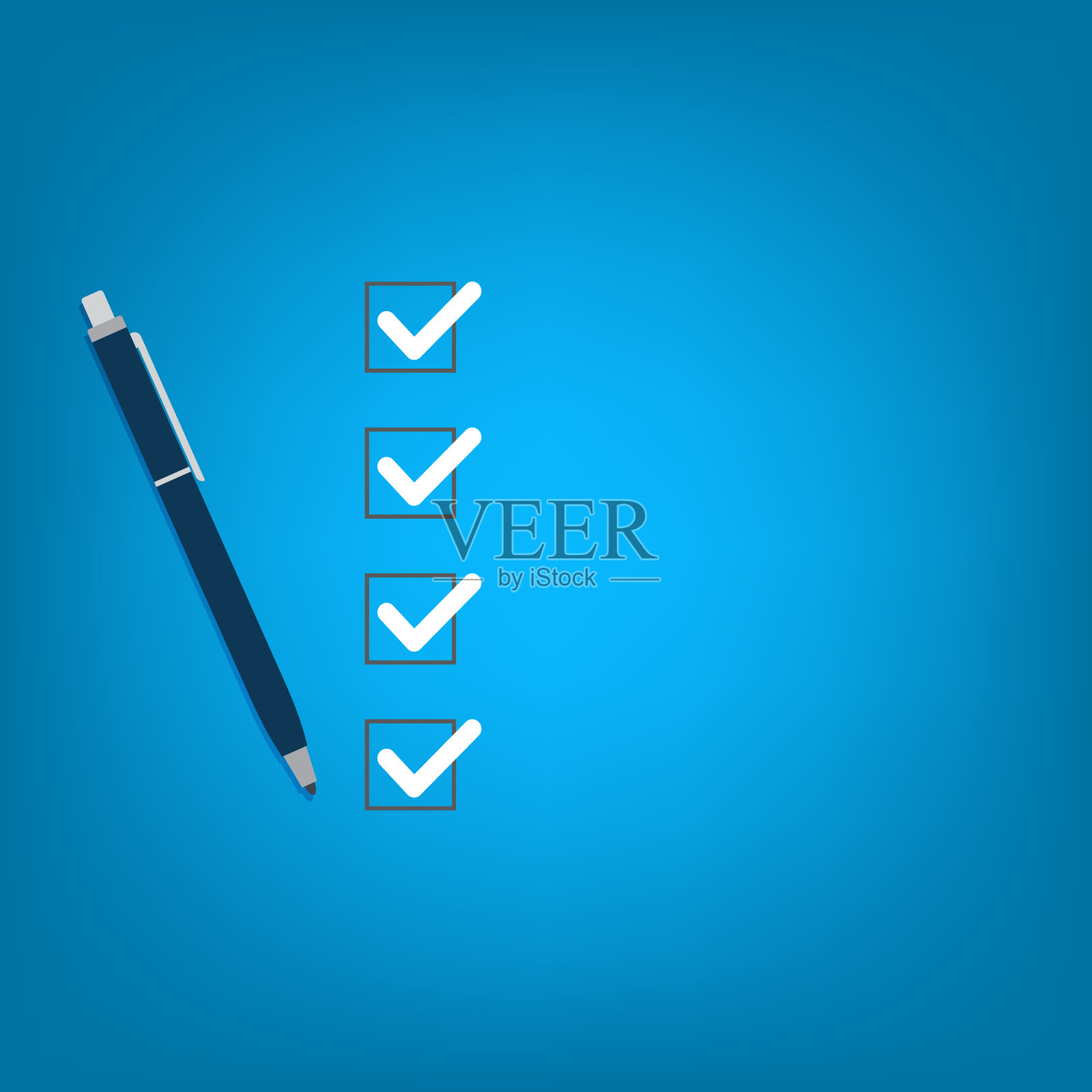 检查列表和待办事项列表与复选框，调查的概念，在线测验，完成的事情或完成的测试，反馈。插画图片素材