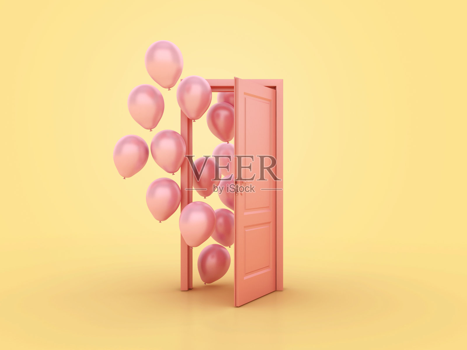 用气球打开3D门照片摄影图片