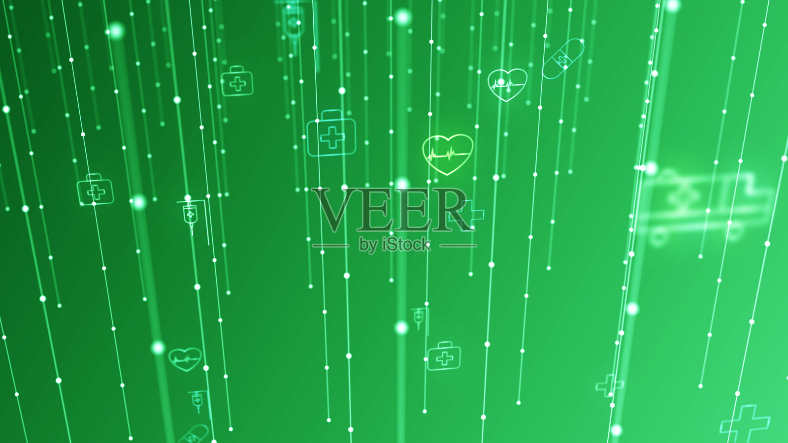 三维闪闪发光的彩色背景与健康图标照片摄影图片