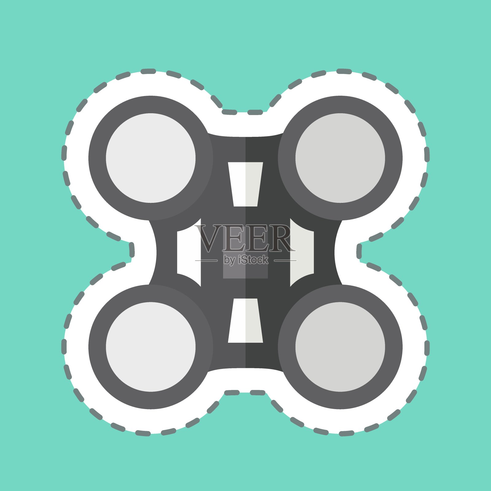 贴纸线切断农业无人机。与无人机符号有关。简单的设计说明插画图片素材