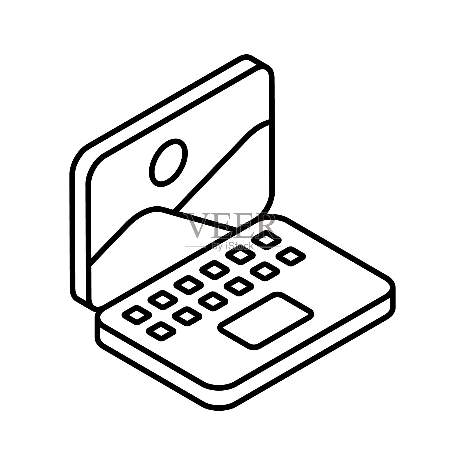 笔记本电脑具有显示ai图像的概念图标的景观图像。插画图片素材