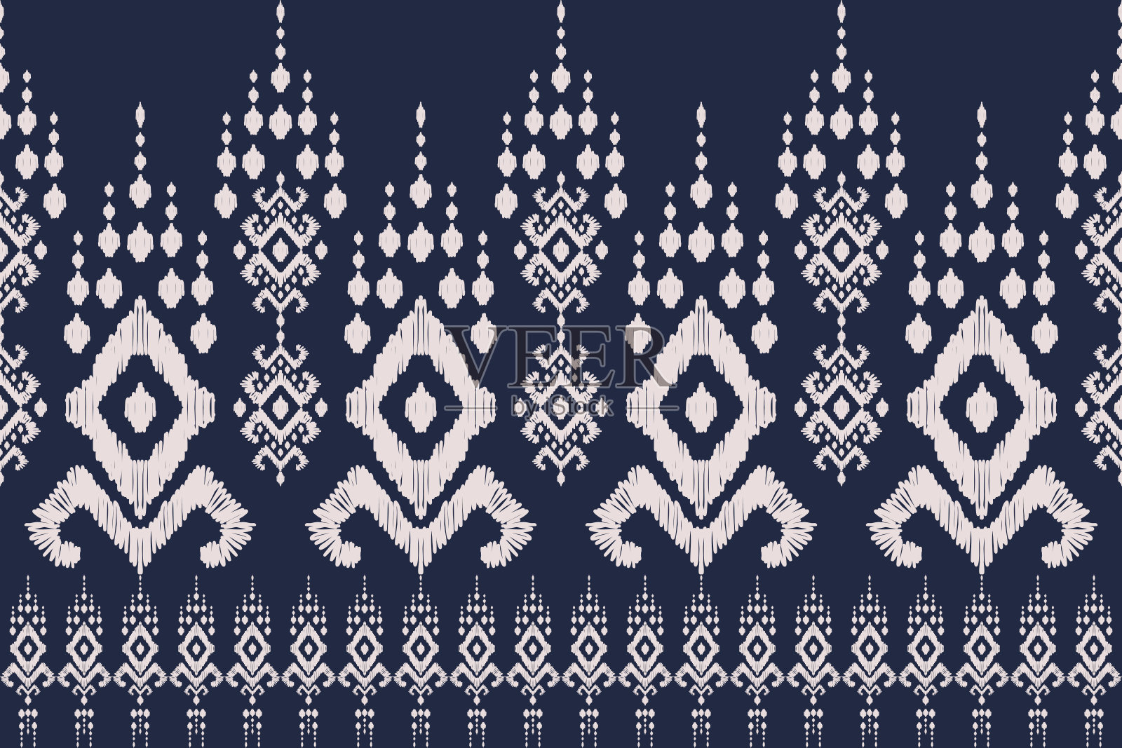 伊卡特部落印第安人无缝图案。民族阿兹特克织物地毯曼陀罗装饰本土波西米亚纹样纺织品。几何非裔美国东方传统矢量插图。刺绣的风格。插画图片素材