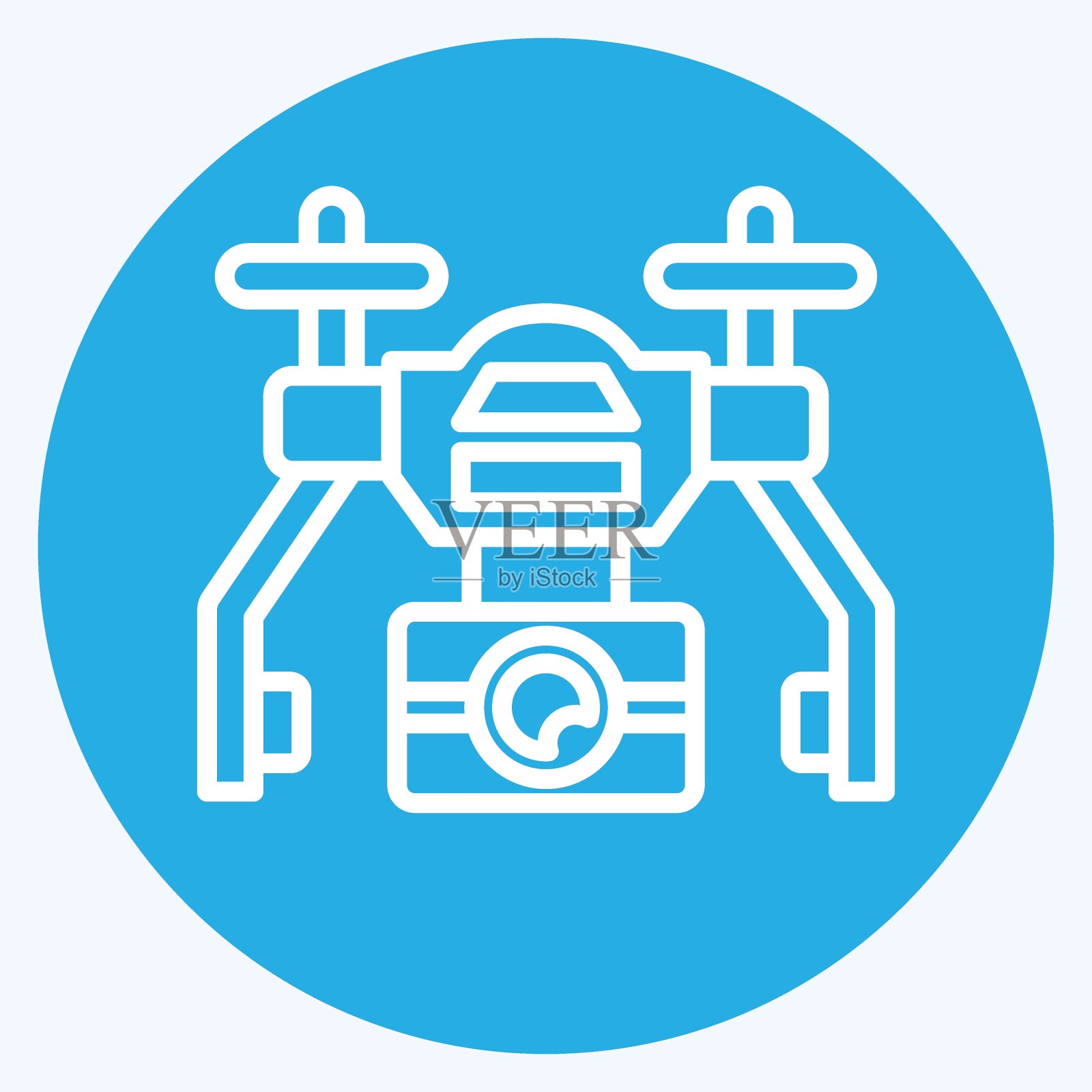图标自动无人机。与无人机符号有关。蓝眼睛的风格。简单的设计说明插画图片素材