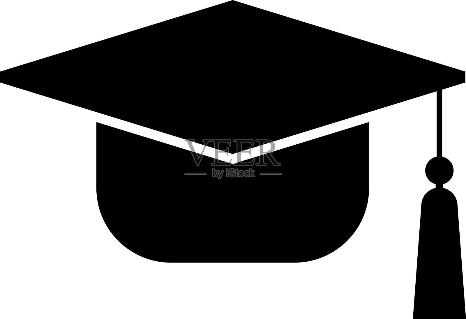 毕业帽标志。毕业帽扁平标志。插画图片素材