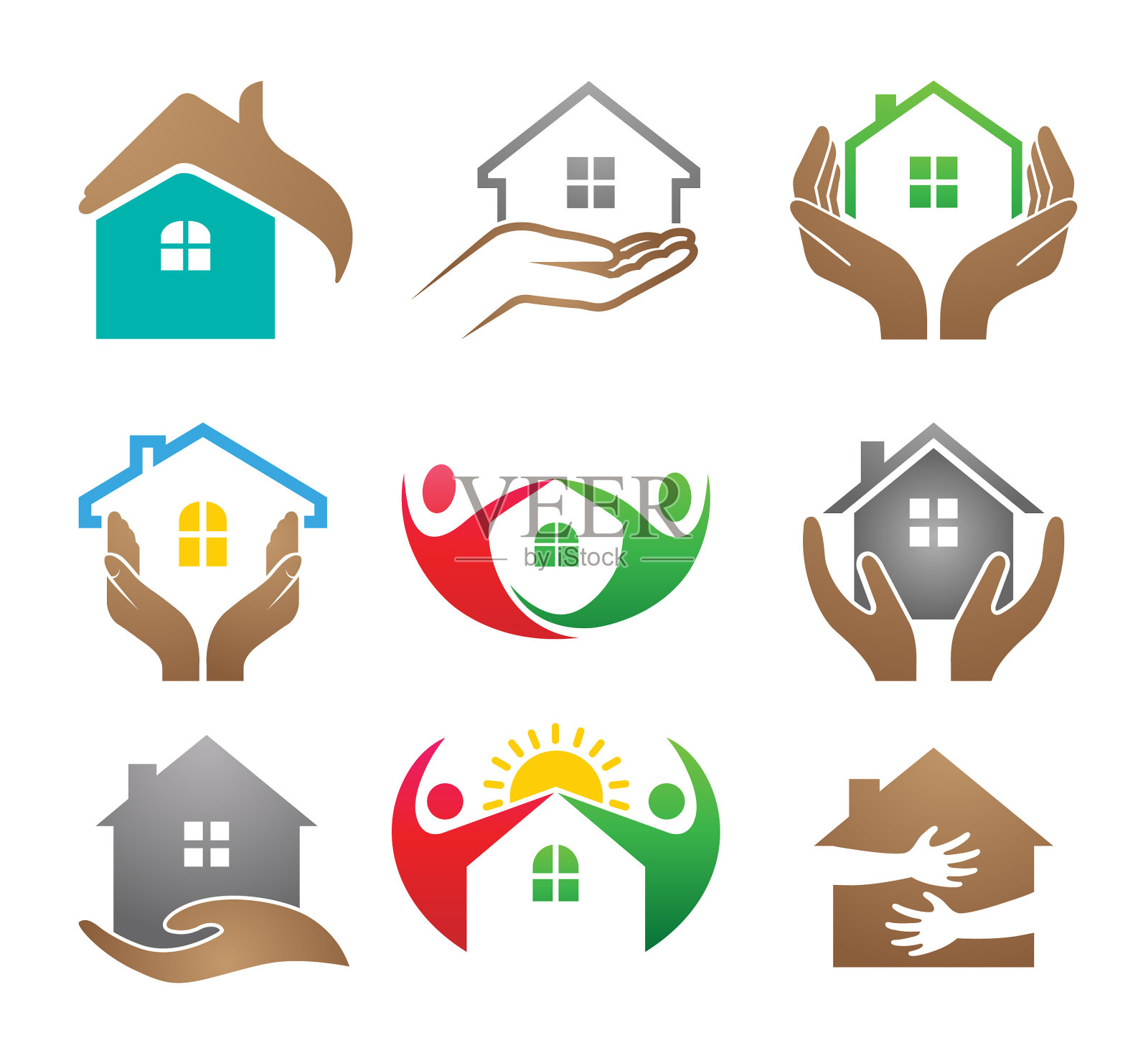 创意的房子护理收集标志矢量符号图标说明插画图片素材