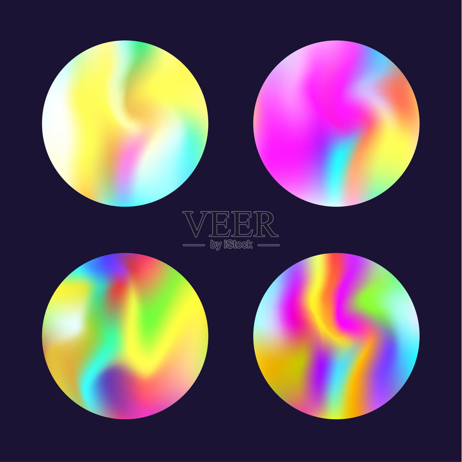 全息图抽象背景集。全息梯度。插画图片素材