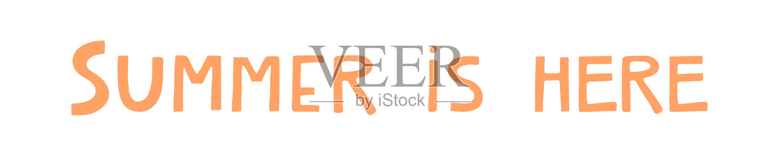 夏天在这里手写排版，手写字体引用，文字。插画图片素材