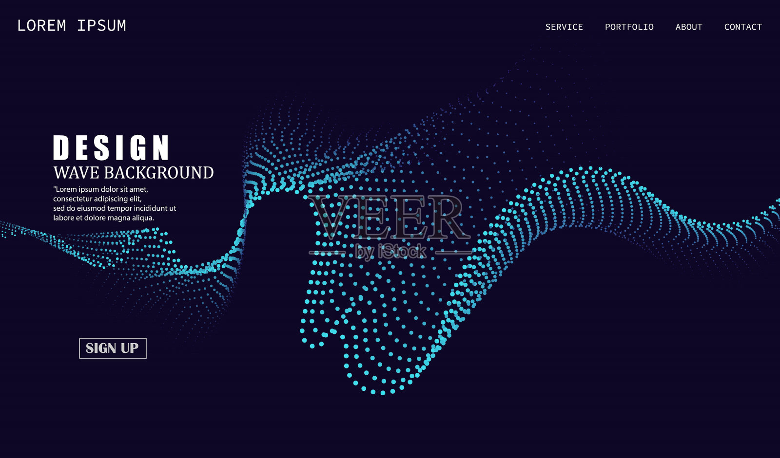 粒子技术背景。未来的点图案。渐变色音乐波。插画图片素材